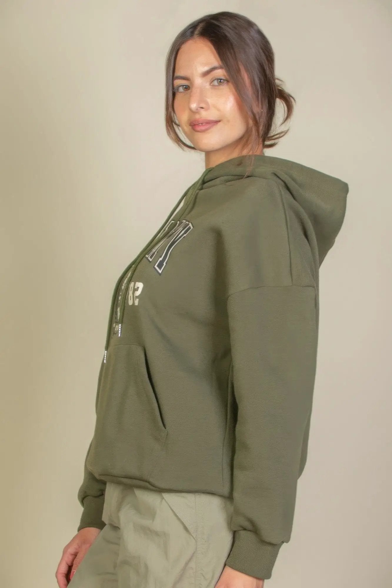 Graphic Kangaroo Pocket Drawstring Hoodie - Image 5