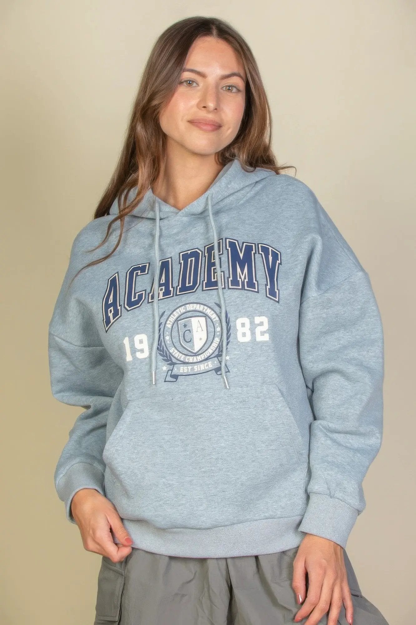 Graphic Kangaroo Pocket Drawstring Hoodie - Image 9