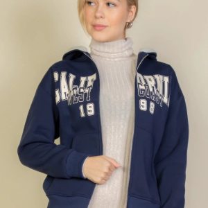 Graphic Drop Shoulder Zipper Up Hoodie - Image 9
