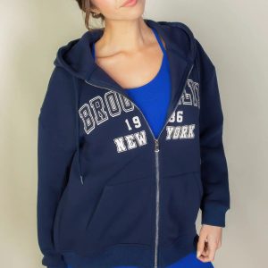 Graphic Drop Shoulder Zipper Up Hoodie - Image 1