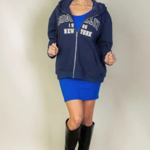 Graphic Drop Shoulder Zipper Up Hoodie - Image 2