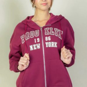 Graphic Drop Shoulder Zipper Up Hoodie - Image 7