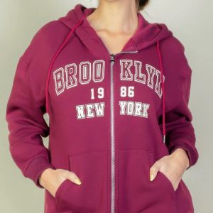 Graphic Drop Shoulder Zipper Up Hoodie - Image 9
