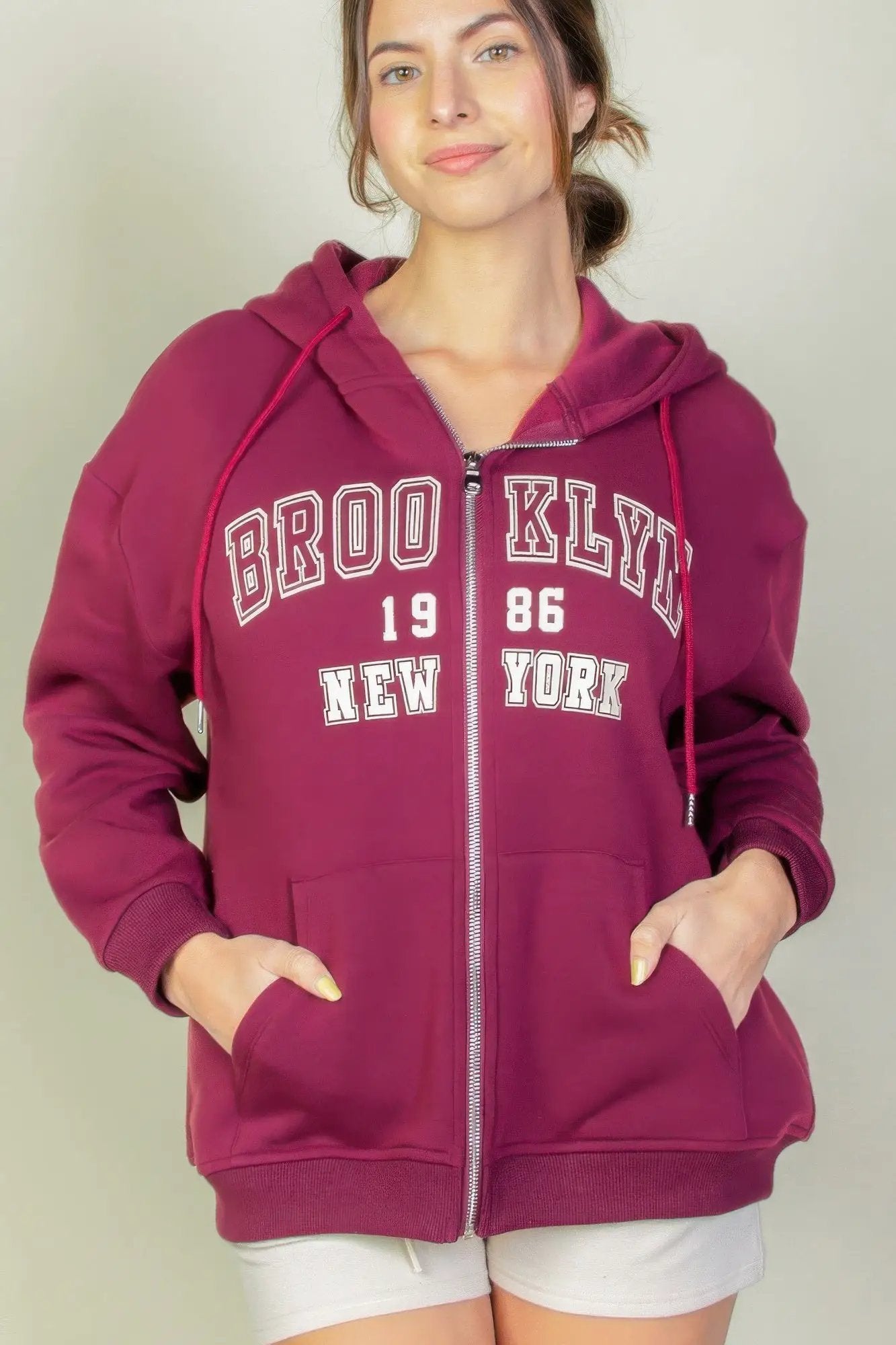 Graphic Drop Shoulder Zipper Up Hoodie - Image 9