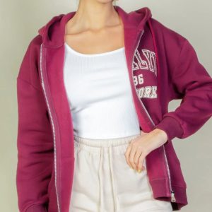 Graphic Drop Shoulder Zipper Up Hoodie - Image 10