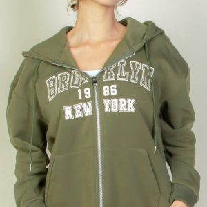 Graphic Drop Shoulder Zipper Up Hoodie - Image 13