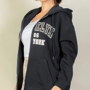 Graphic Drop Shoulder Zipper Up Hoodie - Image 16