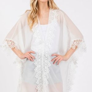 Flower Pattern Trim Detail Poncho - Image 1