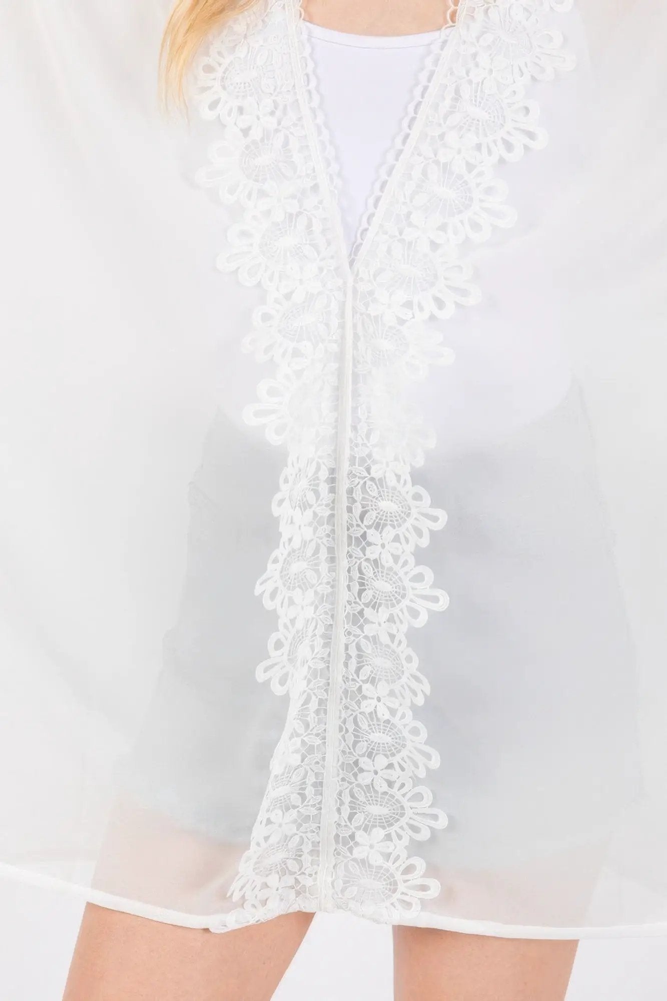 Flower Pattern Trim Detail Poncho - Image 4
