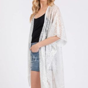 Flower Pattern Crochet Lace Tassel Cover Up - Image 6