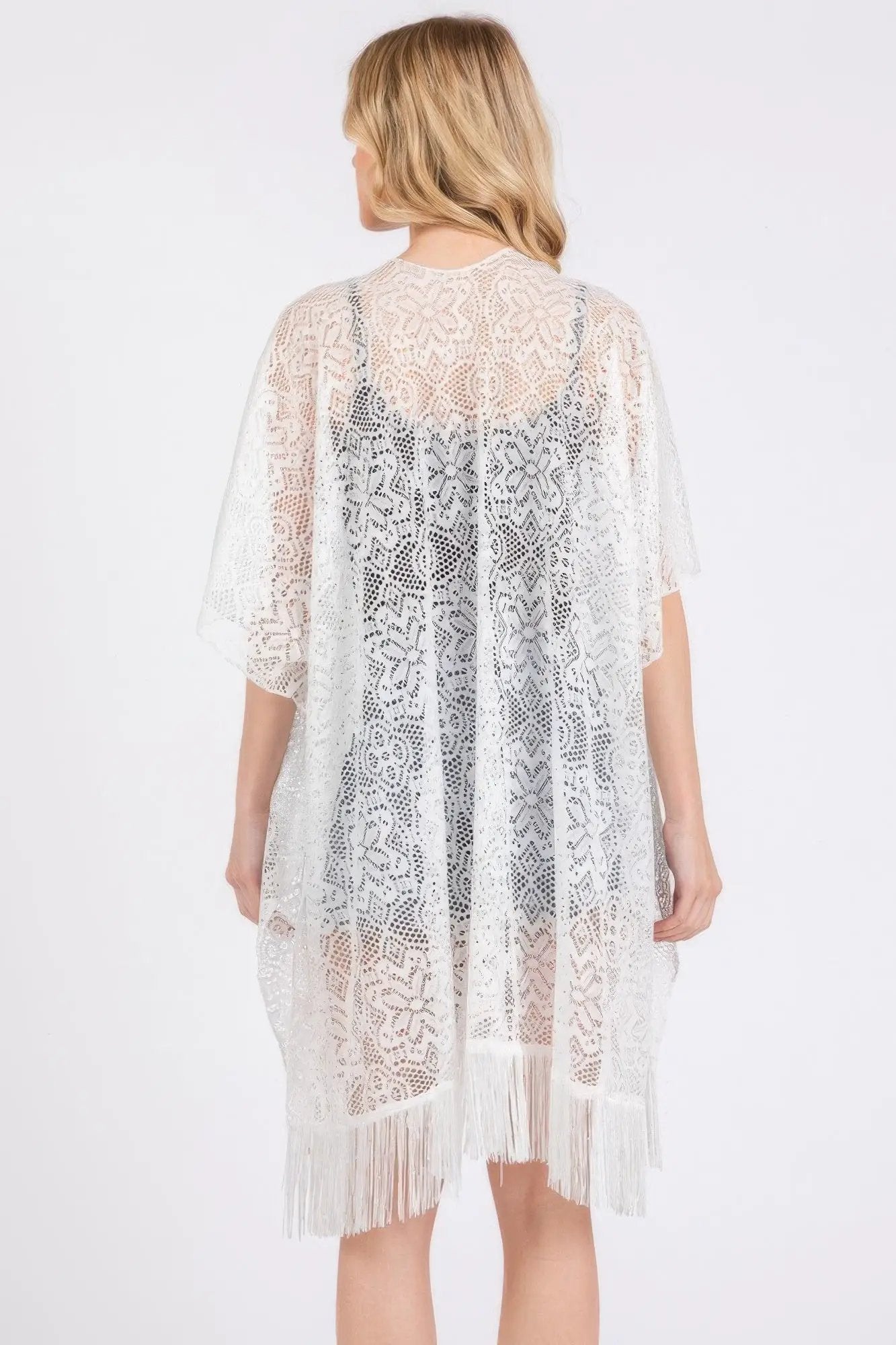 Flower Pattern Crochet Lace Tassel Cover Up - Image 9