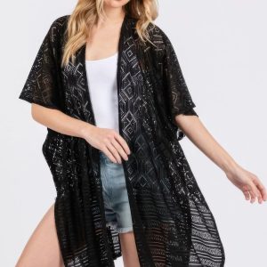 Geometric Pattern Tassel Cover Up - Image 2