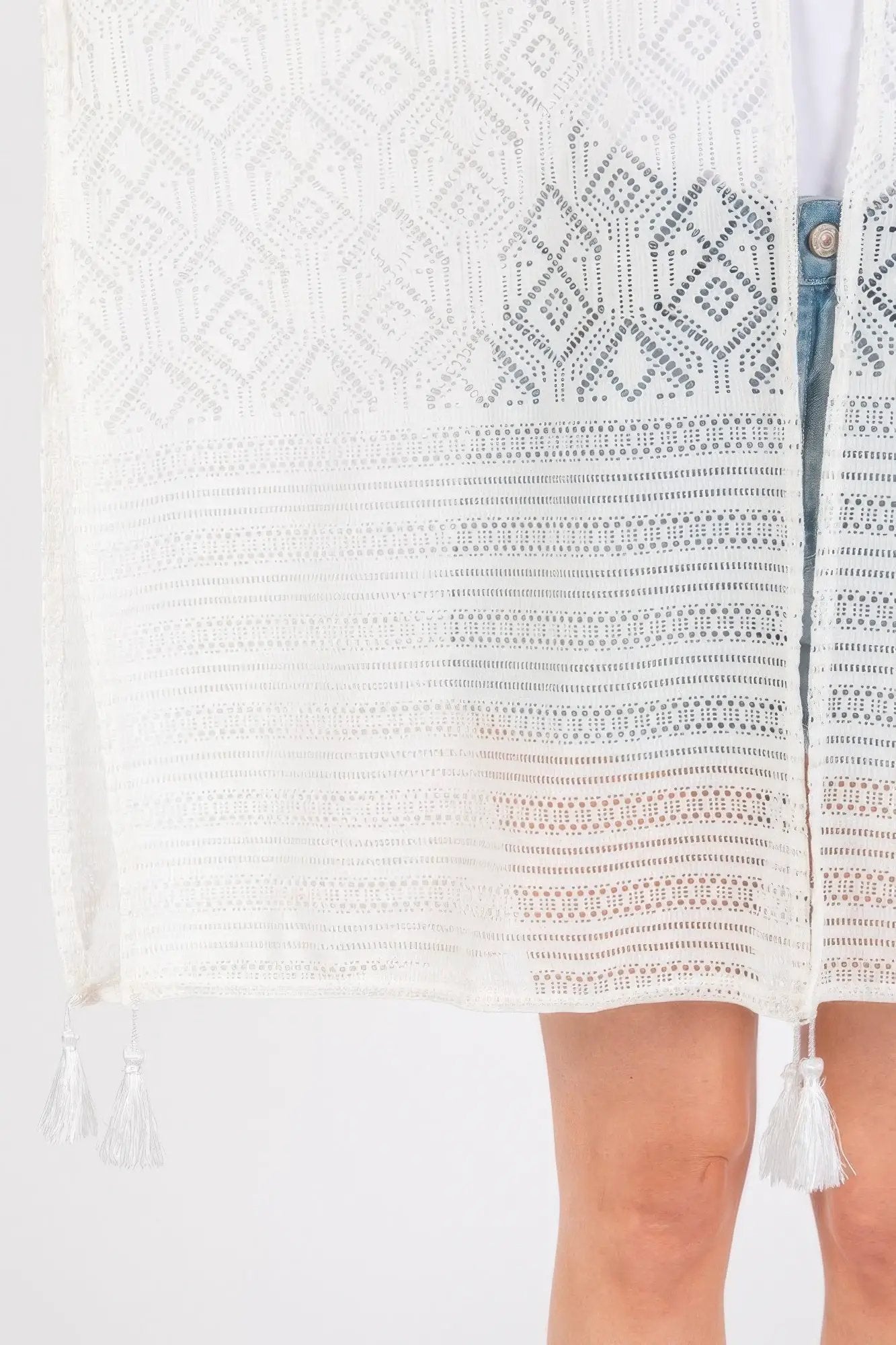 Geometric Pattern Tassel Cover Up - Image 6