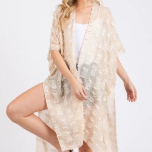 Distressed Pattern Tassel Kimono - Image 2