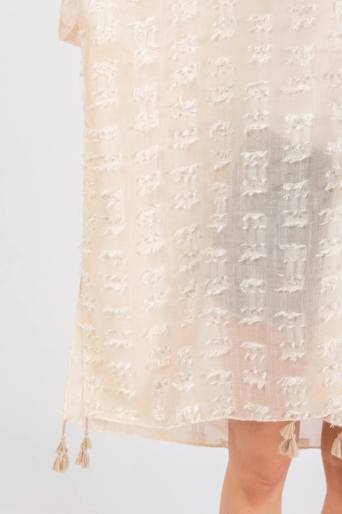 Distressed Pattern Tassel Kimono - Image 4
