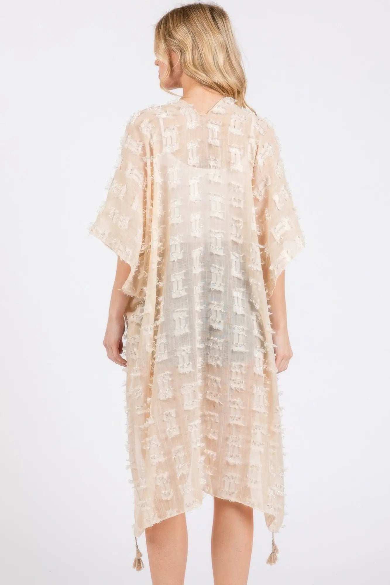 Distressed Pattern Tassel Kimono - Image 5