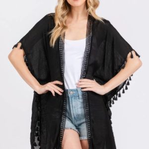 Crochet And Tassel Trim Cover Up - Image 1
