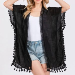 Crochet And Tassel Trim Cover Up - Image 2