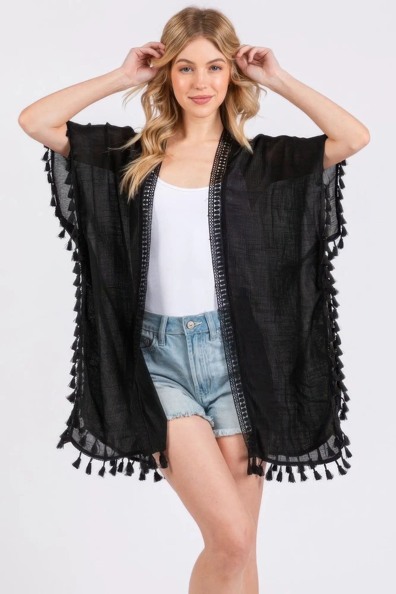 Crochet And Tassel Trim Cover Up - Image 2