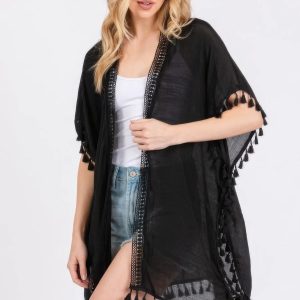 Crochet And Tassel Trim Cover Up - Image 3