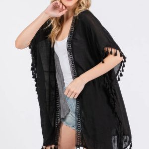 Crochet And Tassel Trim Cover Up - Image 4