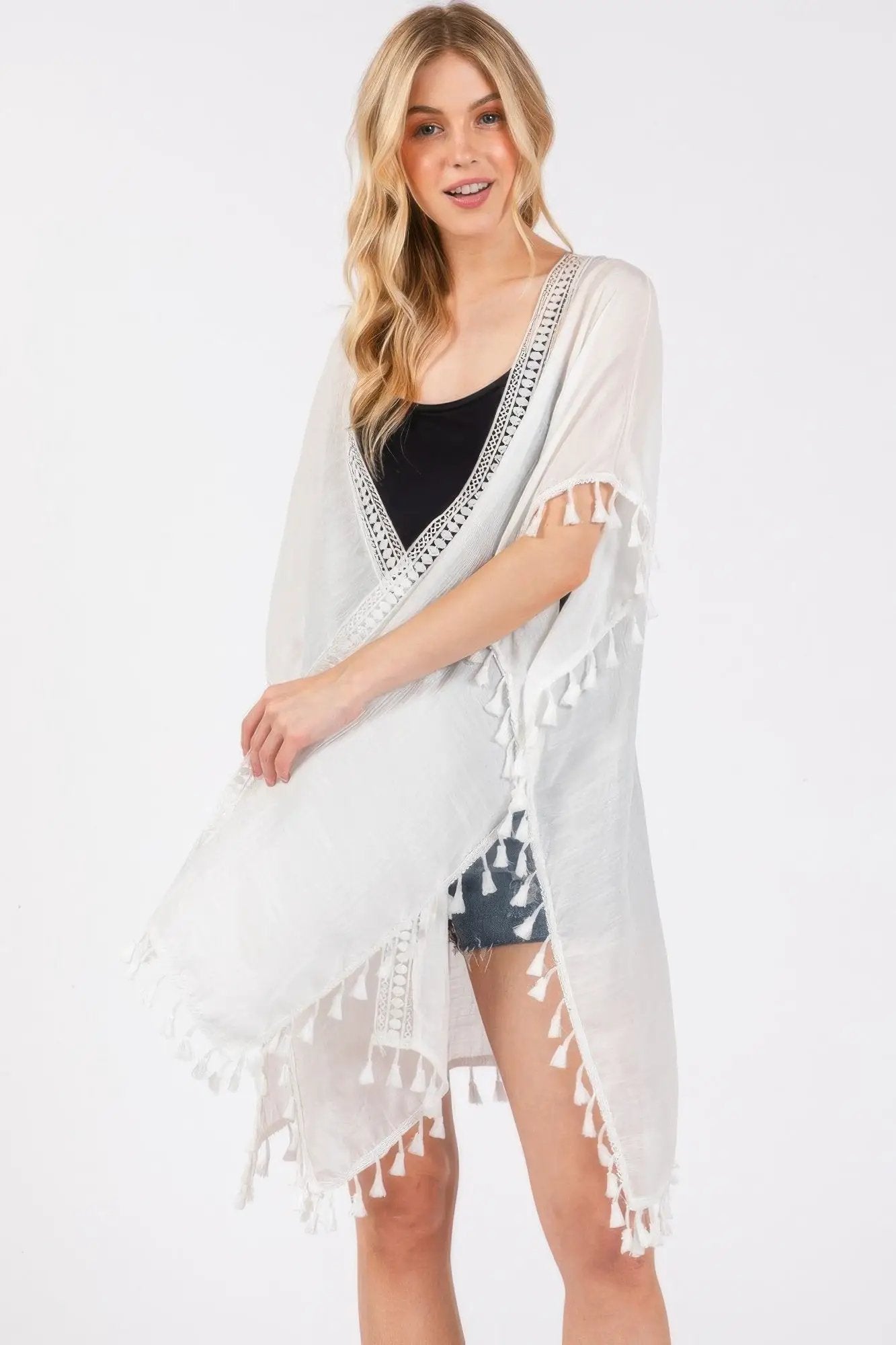 Crochet And Tassel Trim Cover Up - Image 7
