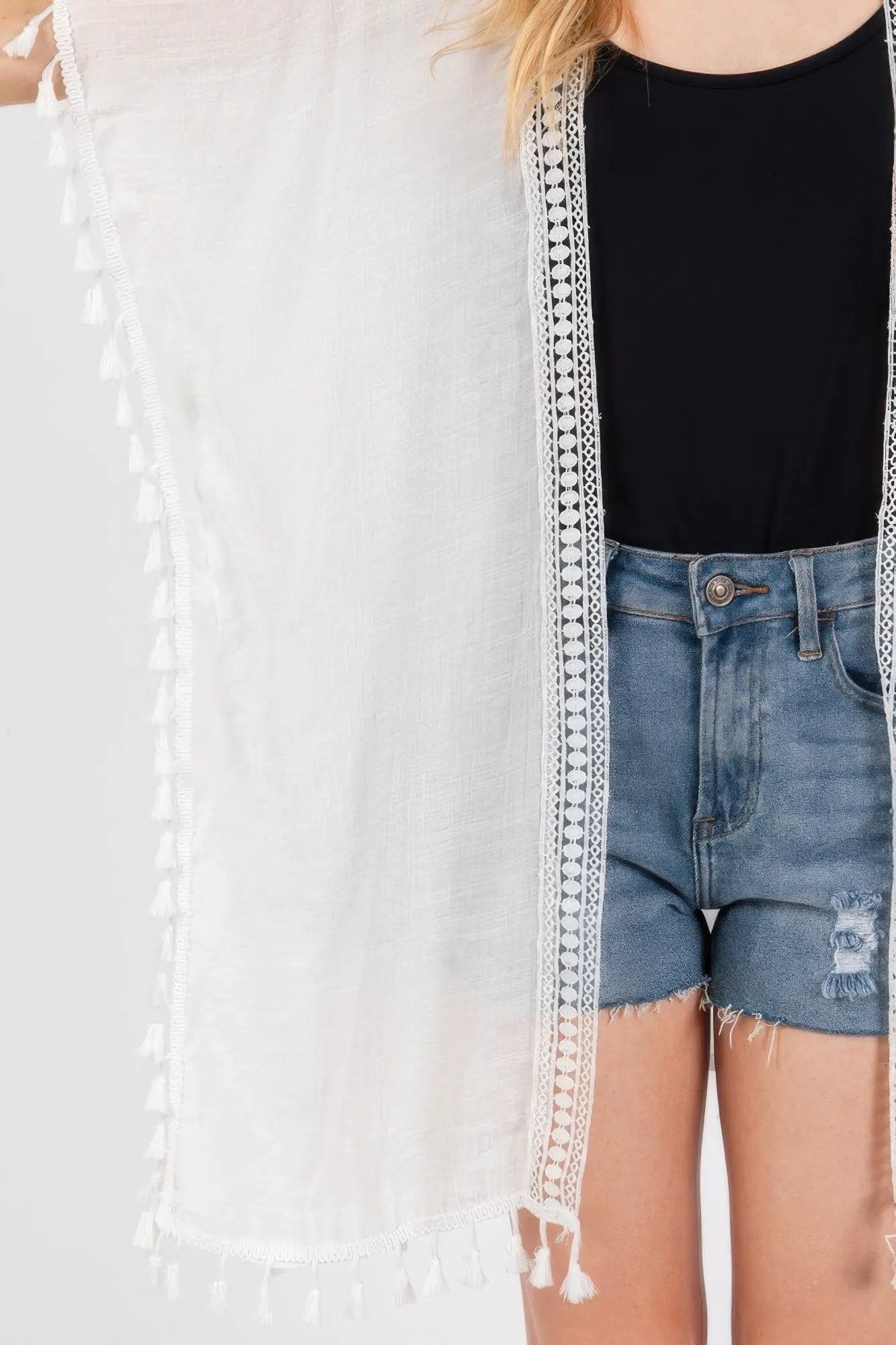 Crochet And Tassel Trim Cover Up - Image 10