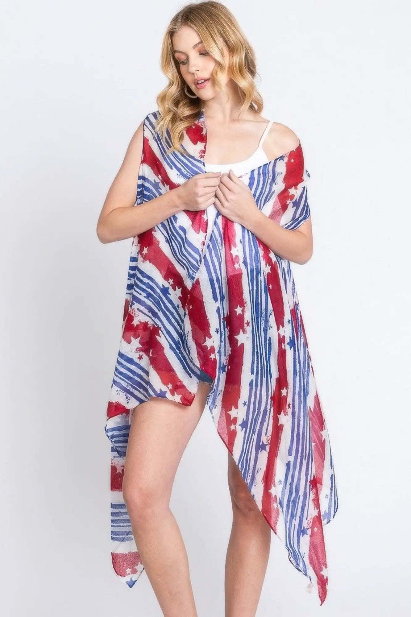 Diagonal Stripes & Stars American Flag Design Vest - Image 2