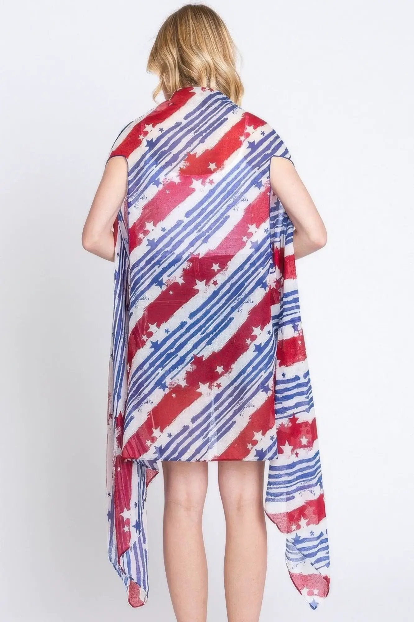 Diagonal Stripes & Stars American Flag Design Vest - Image 3