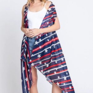 Diagonal Stripes And Stars Print Vest - Image 2