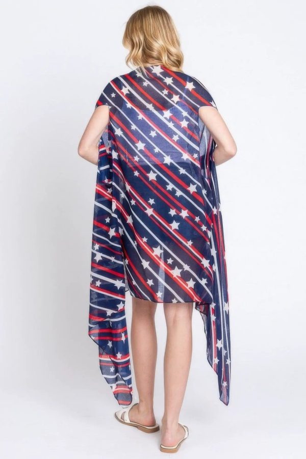 Diagonal Stripes And Stars Print Vest