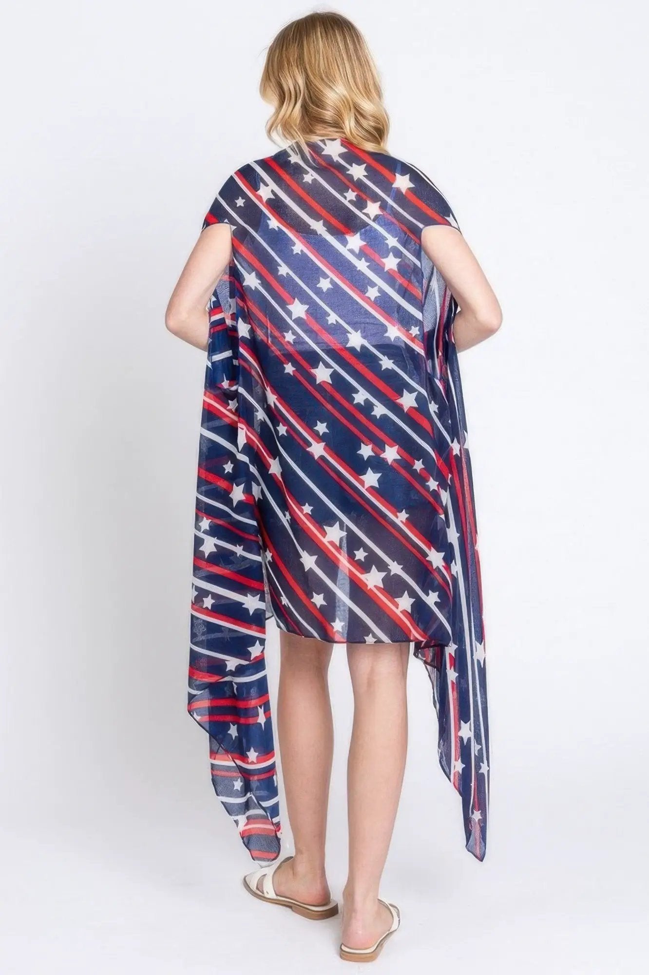 Diagonal Stripes And Stars Print Vest - Image 3
