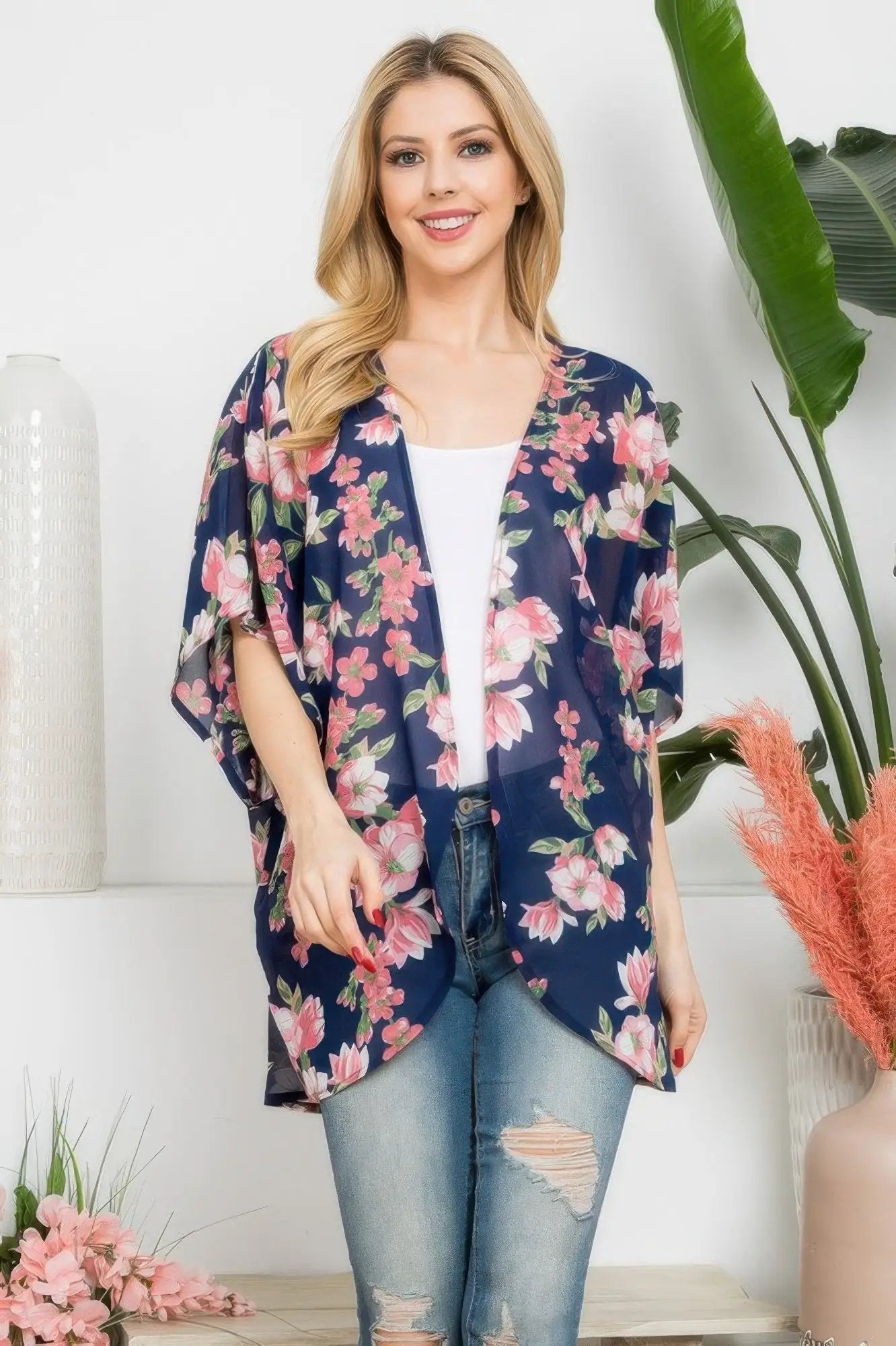 Flower Print Kimono - Image 1