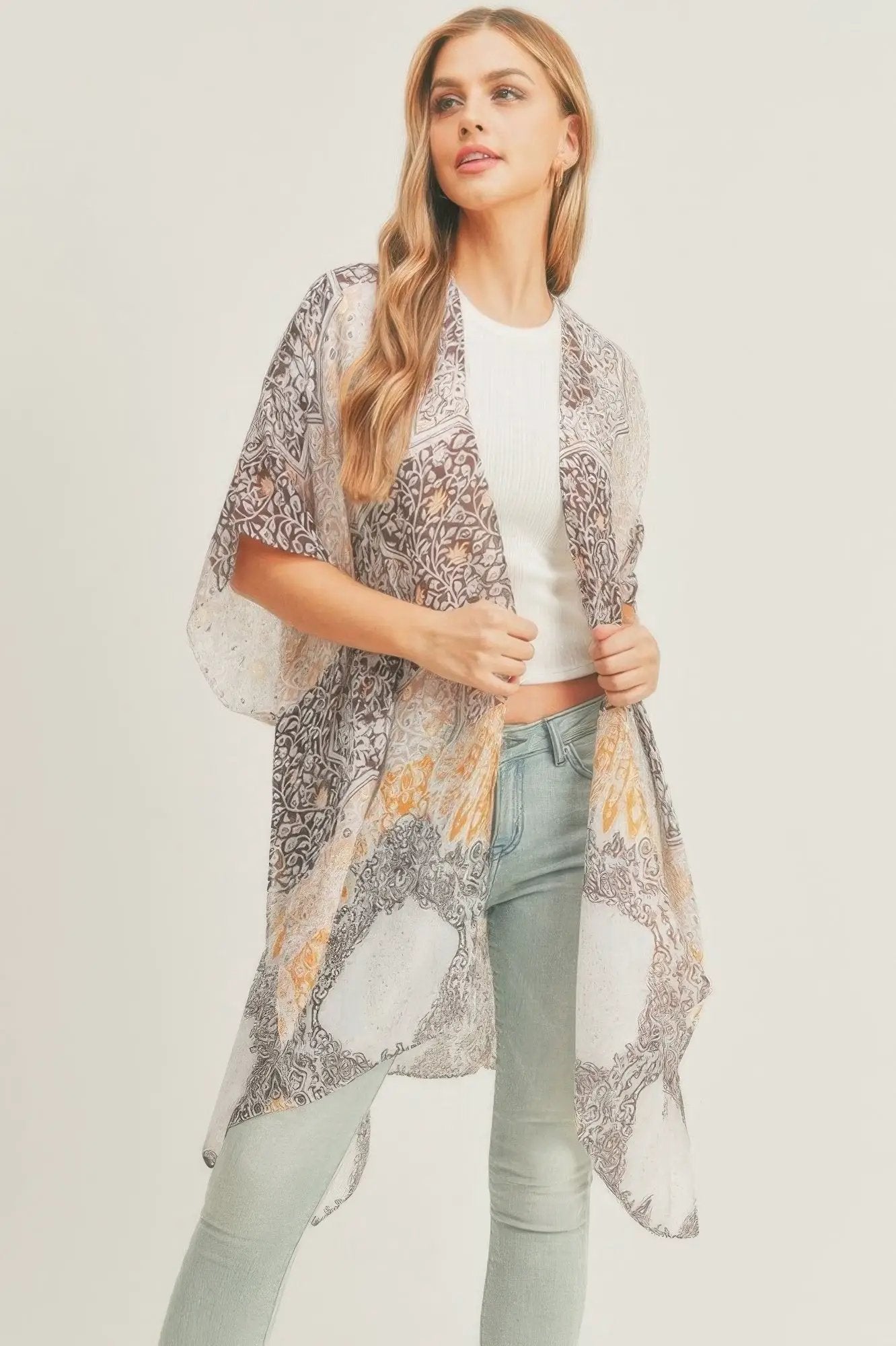 Allover Mixed Print Kimono - Image 2