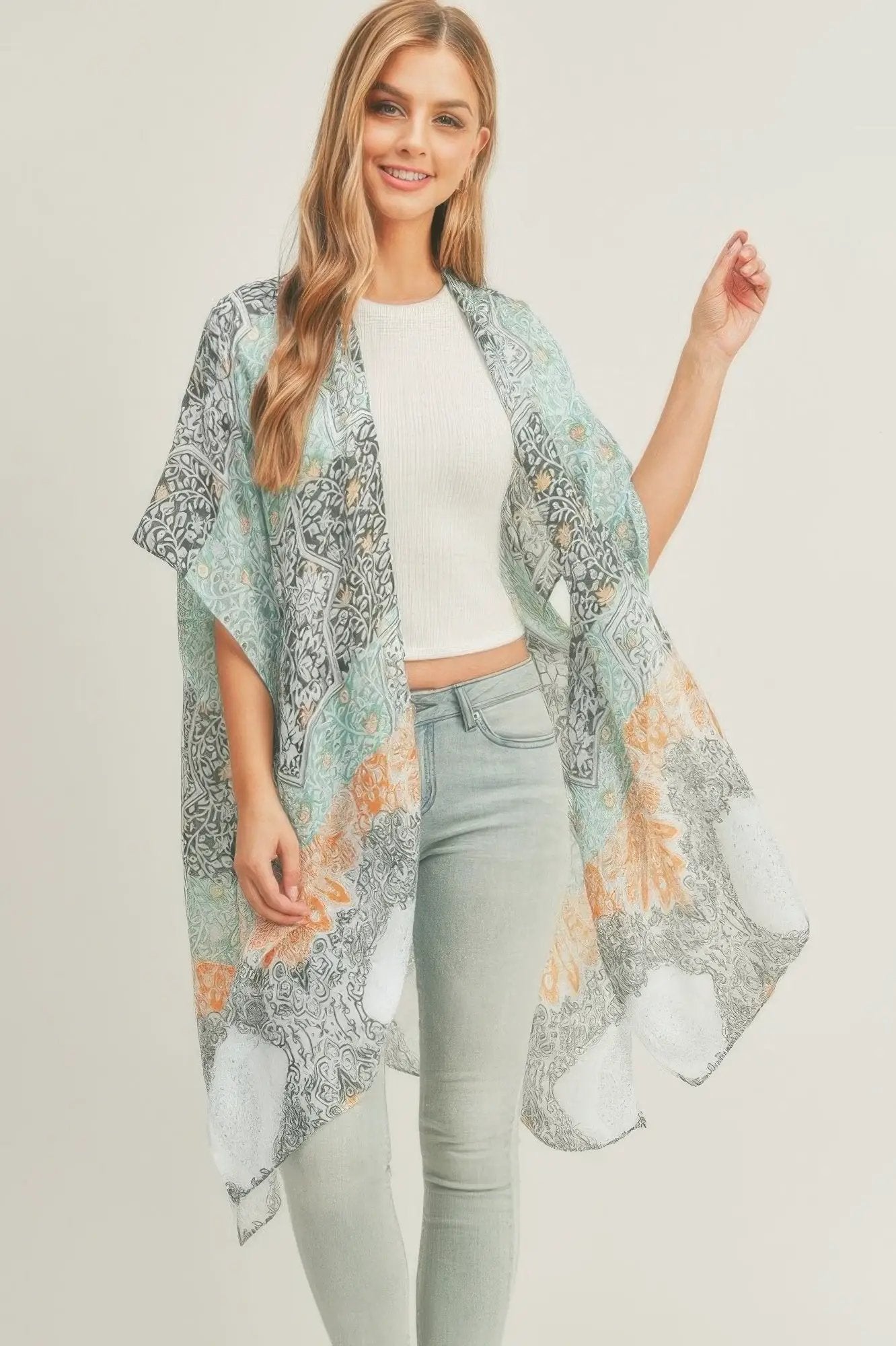 Allover Mixed Print Kimono - Image 3