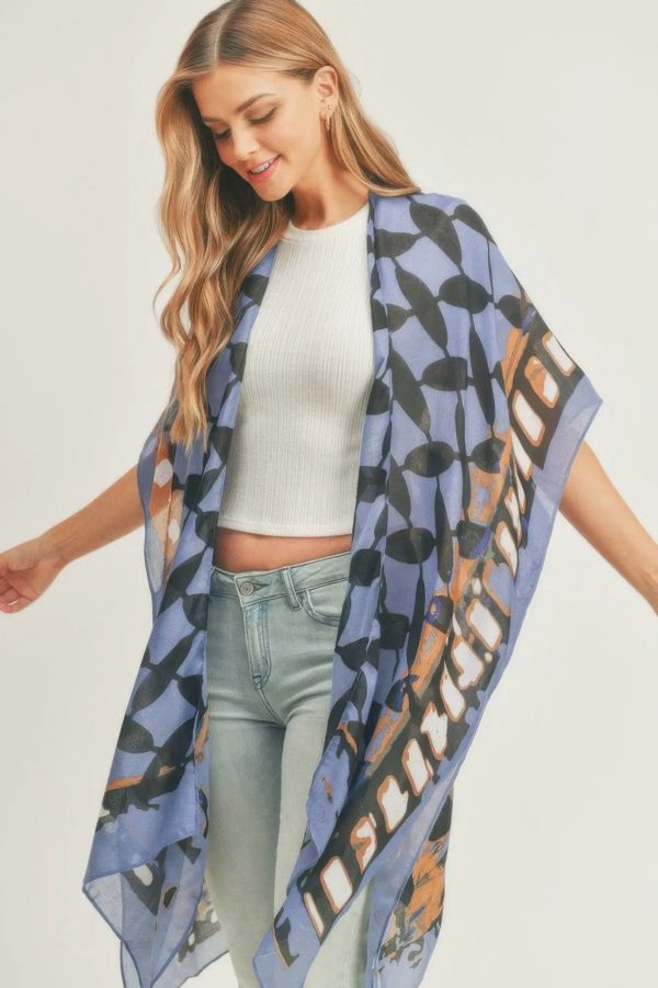 Ombree Front And Geometric Back Print Kimono