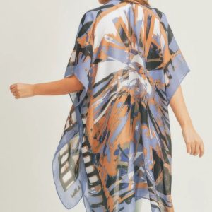 Ombree Front And Geometric Back Print Kimono - Image 4