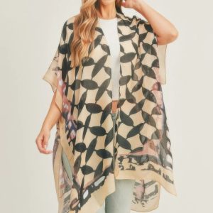 Ombree Front And Geometric Back Print Kimono - Image 5