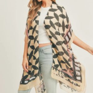 Ombree Front And Geometric Back Print Kimono - Image 6