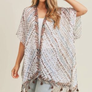 Multi Dash Pattern Tassel Kimono - Image 1