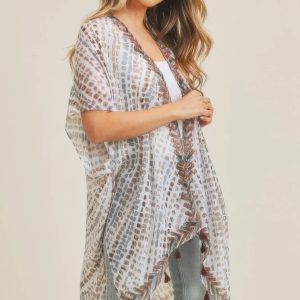 Multi Dash Pattern Tassel Kimono - Image 2