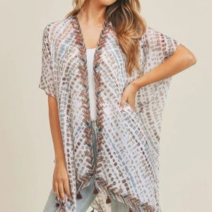 Multi Dash Pattern Tassel Kimono - Image 3