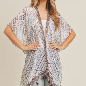 Multi Dash Pattern Tassel Kimono - Image 4