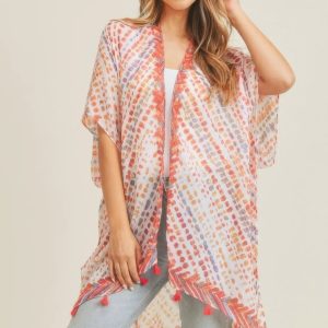Multi Dash Pattern Tassel Kimono - Image 9