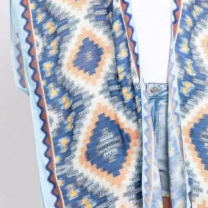 Aztec Print Open Front Long Kimono - Image 4