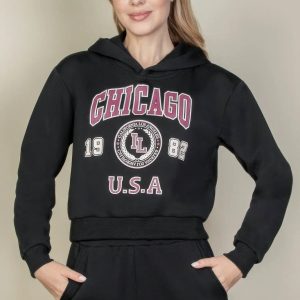 Graphic Drop Shoulder Pull Over Hoodie - Image 1