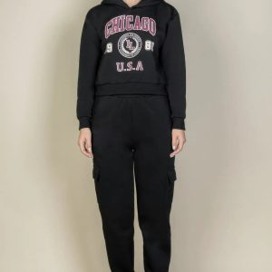 Graphic Drop Shoulder Pull Over Hoodie - Image 2