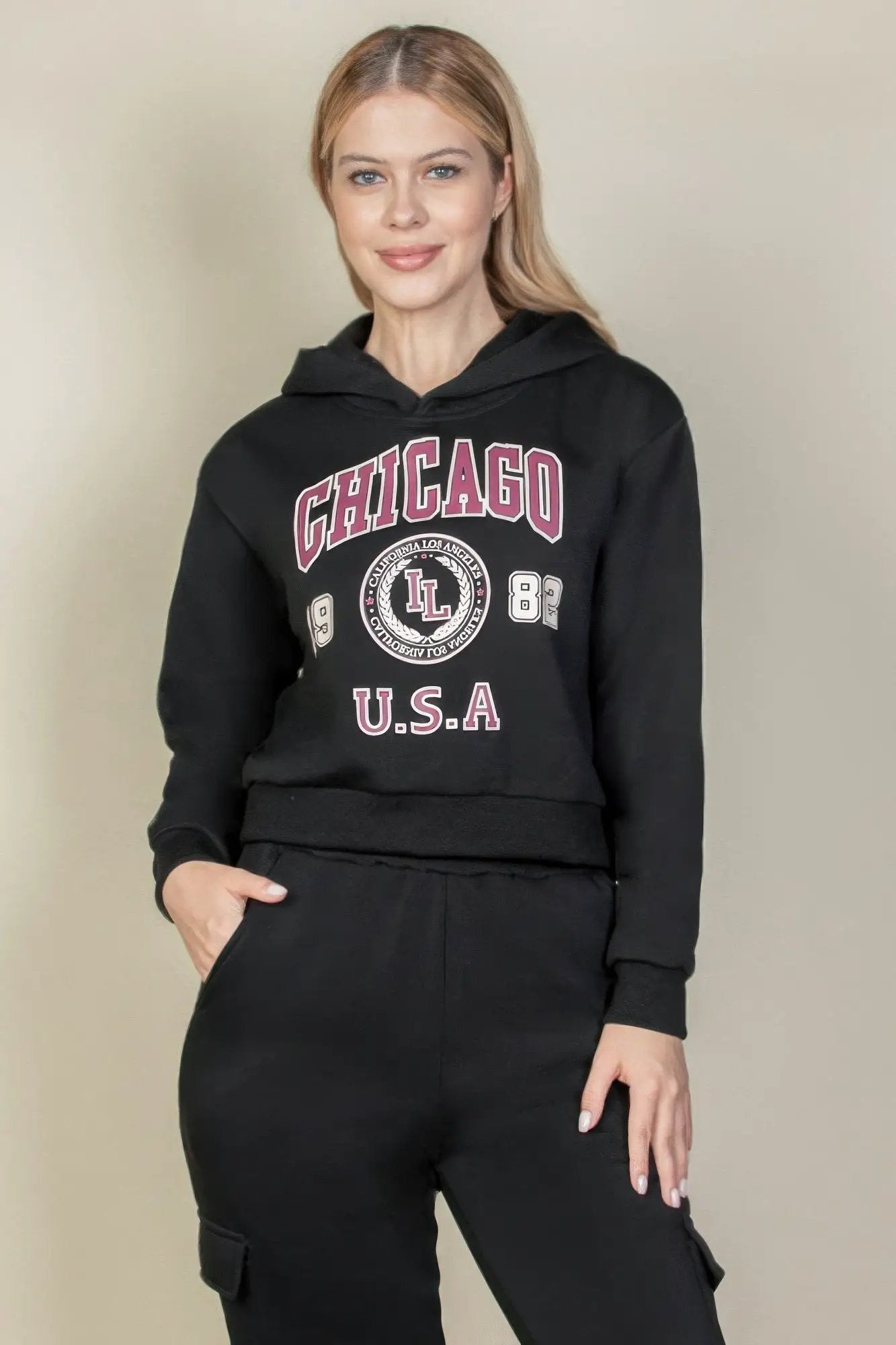 Graphic Drop Shoulder Pull Over Hoodie - Image 3
