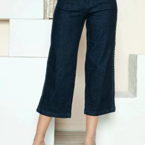 Judy Blue Full Size Side Seam Braid Detail Crop Wide Leg Jeans - Image 1
