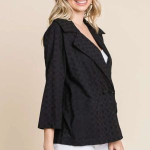 Culture Code Double Breasted Eyelet Jacket with Pockets - Image 3